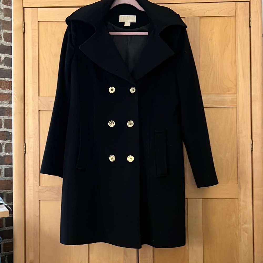 Michael Kors black wool blend coat size large